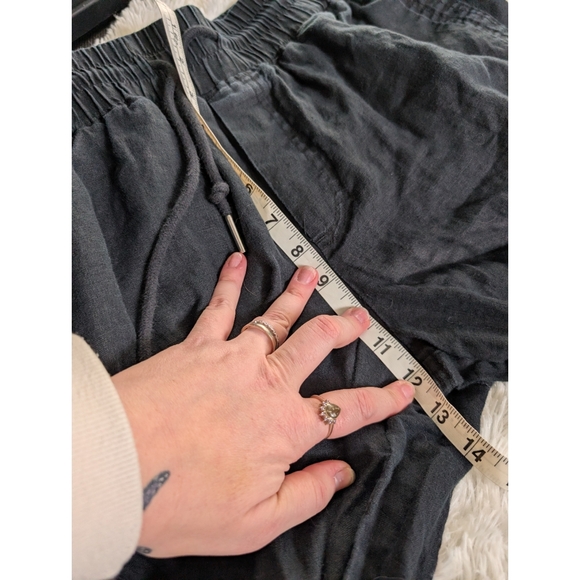 Quince 100% Linen Black Elastic Waist Wide Leg Pants With Pockets Size Large - Picture 10 of 10